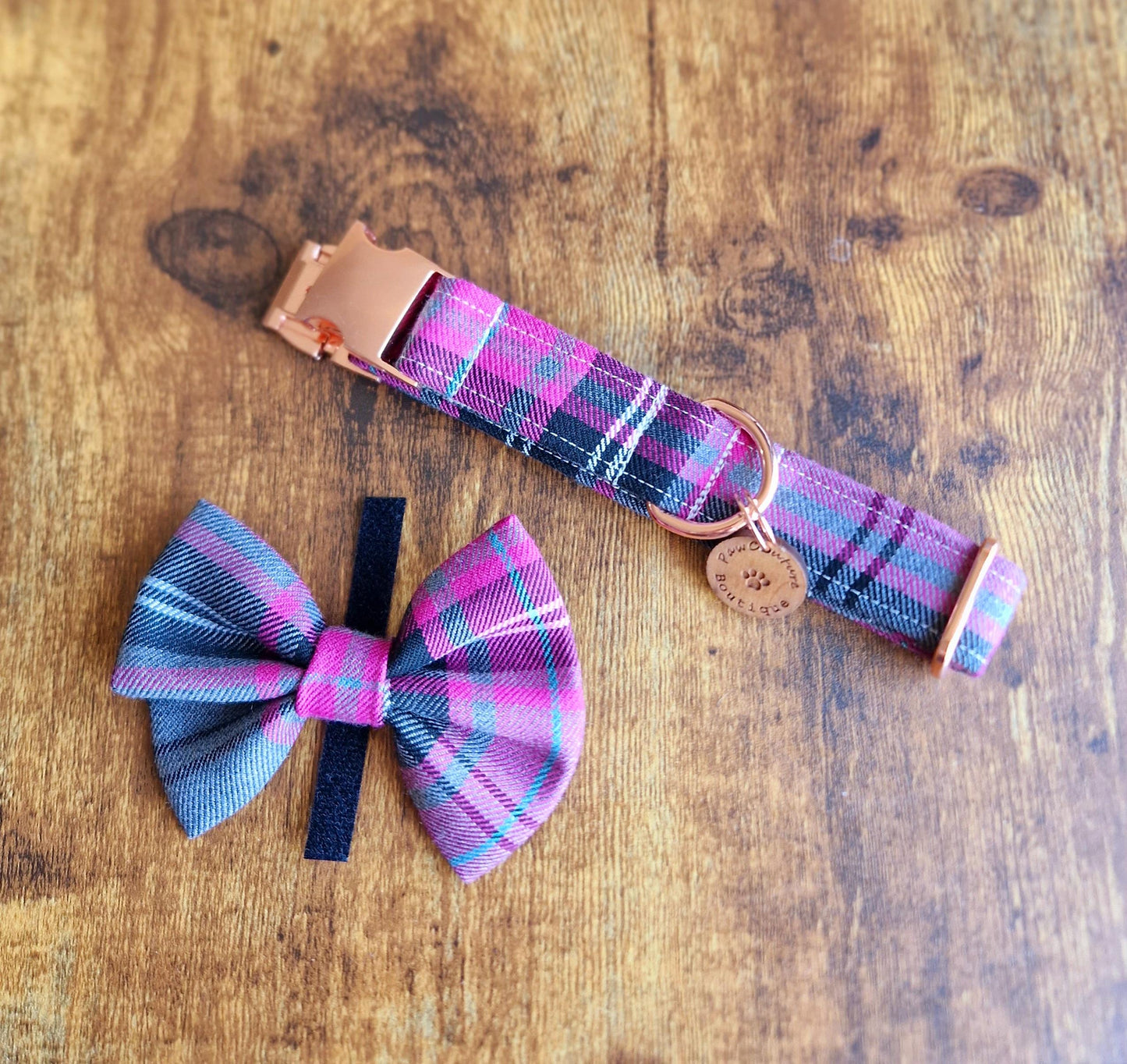 Pink Grey Bow