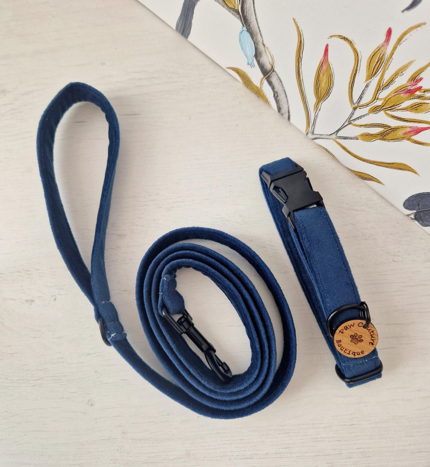 Velvet Midnight Blue Dog Collar