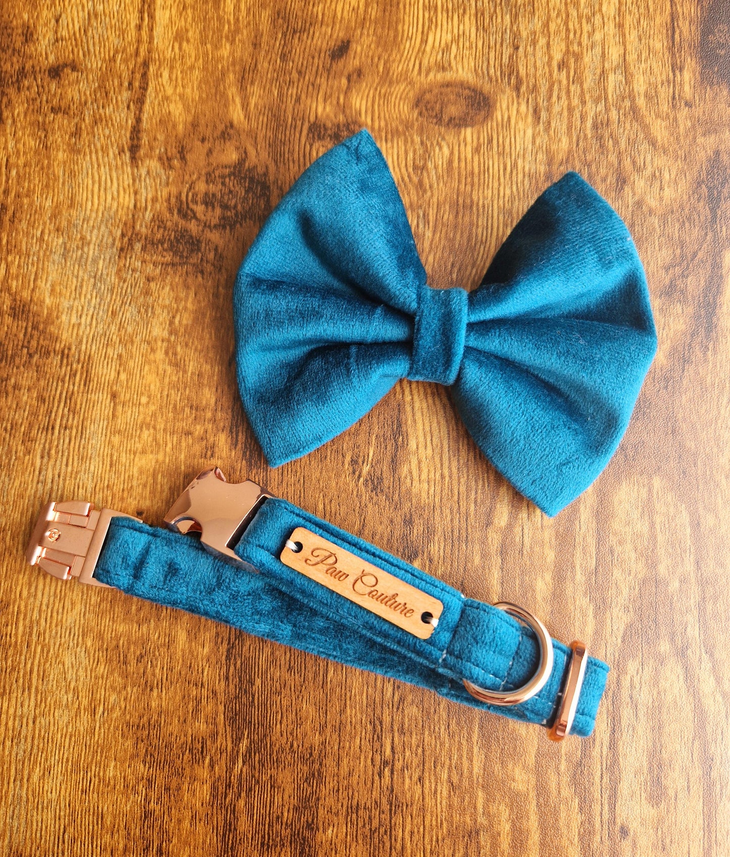 Velvet Teal Dog Collar