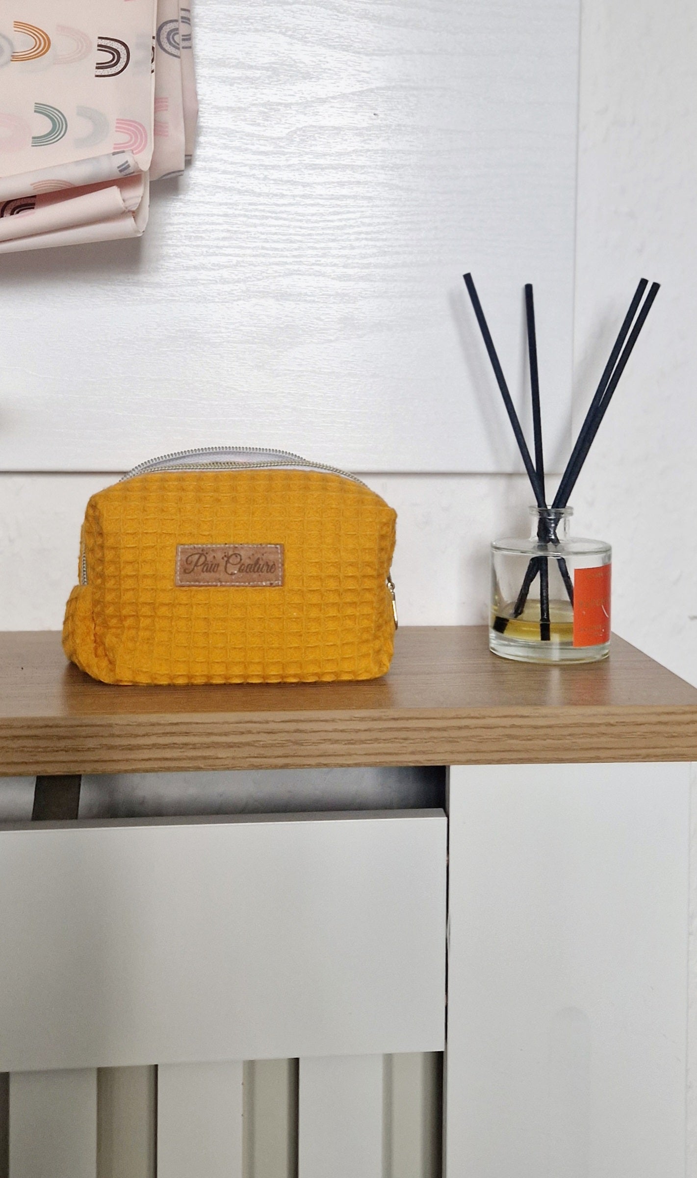 Mustard Waffle Makeup Pouch
